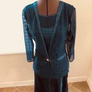 KOMAROV Teal Semi-Formal Dress with Jacket